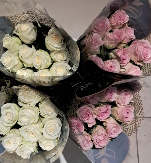 Pink and white roses